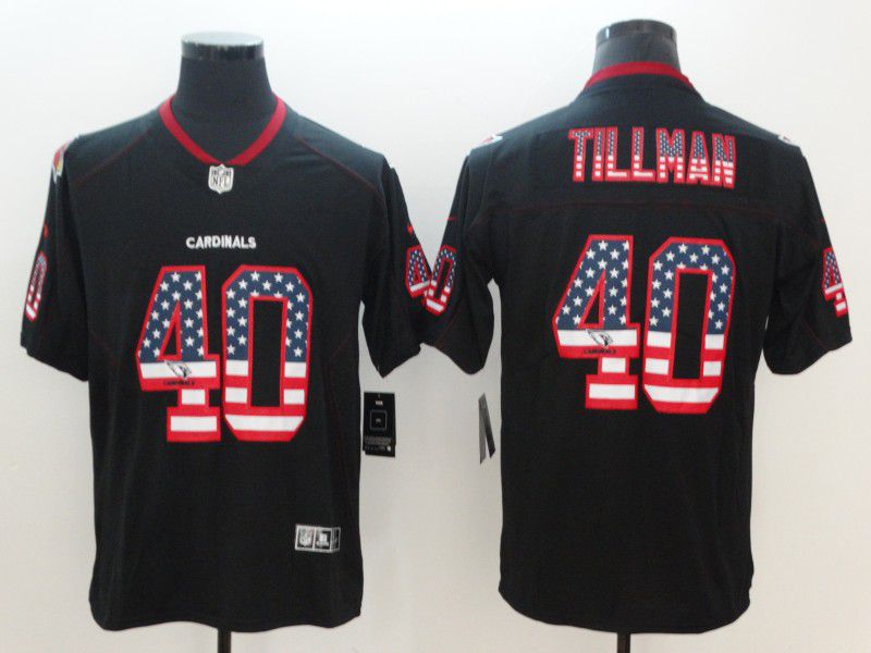 Men Arizona Cardinals #40 Tillman Nike USA Flag Fashion Black Color Rush Limited NFL Jerseys